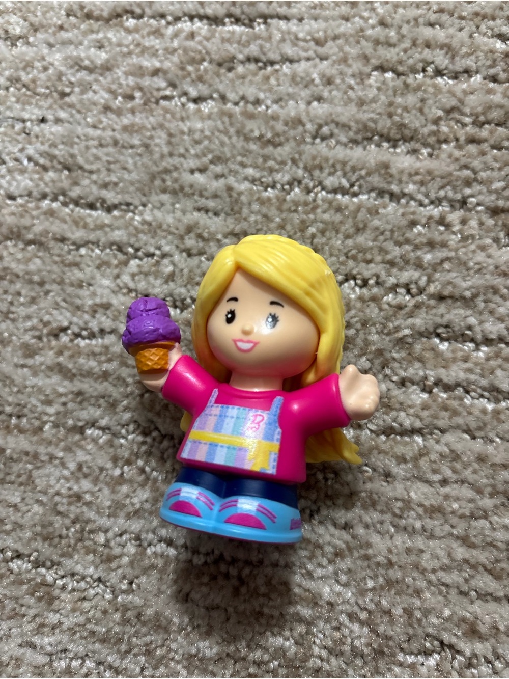 Little people Barbie Doll Figure with Yellow Hair and Purple Ice Cream